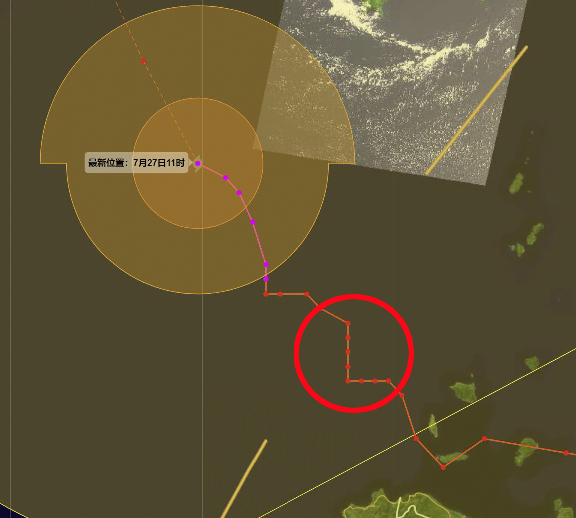 臺風杜蘇芮路徑拐了個直角