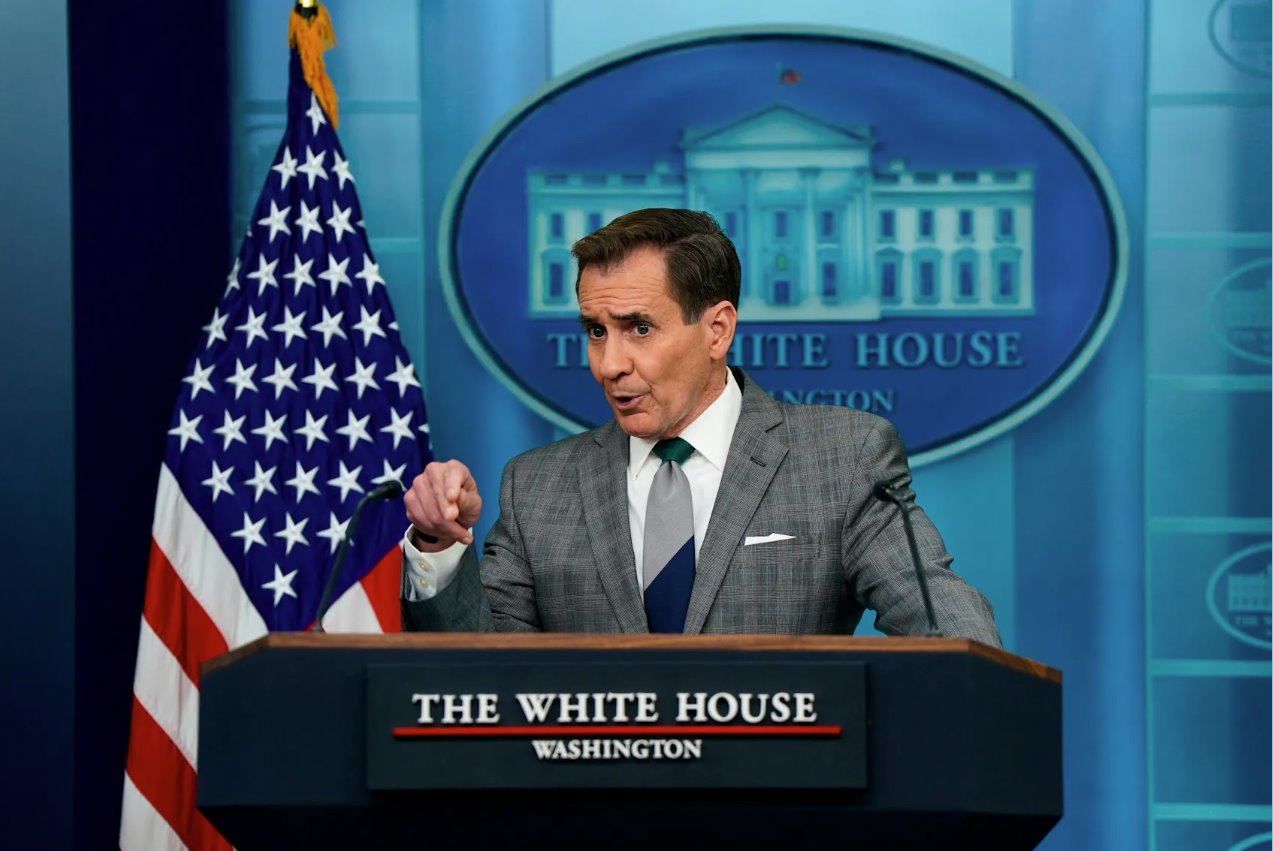 白宮國家安全通訊顧問約翰·柯比于2024年4月15日在美國華盛頓白宮舉行的新聞發(fā)布會上發(fā)表講話。