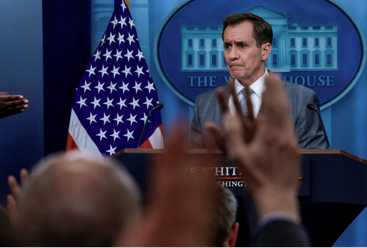 美國(guó)國(guó)家安全委員會(huì)戰(zhàn)略傳播協(xié)調(diào)員約翰&middot;柯比于2024年4月2日在美國(guó)華盛頓白宮舉行的新聞發(fā)布會(huì)上向記者發(fā)表講話。