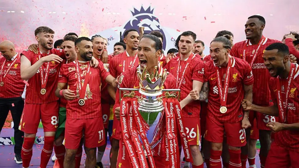 利物浦提前四場(chǎng)比賽奪得2024-25賽季英超聯(lián)賽冠軍