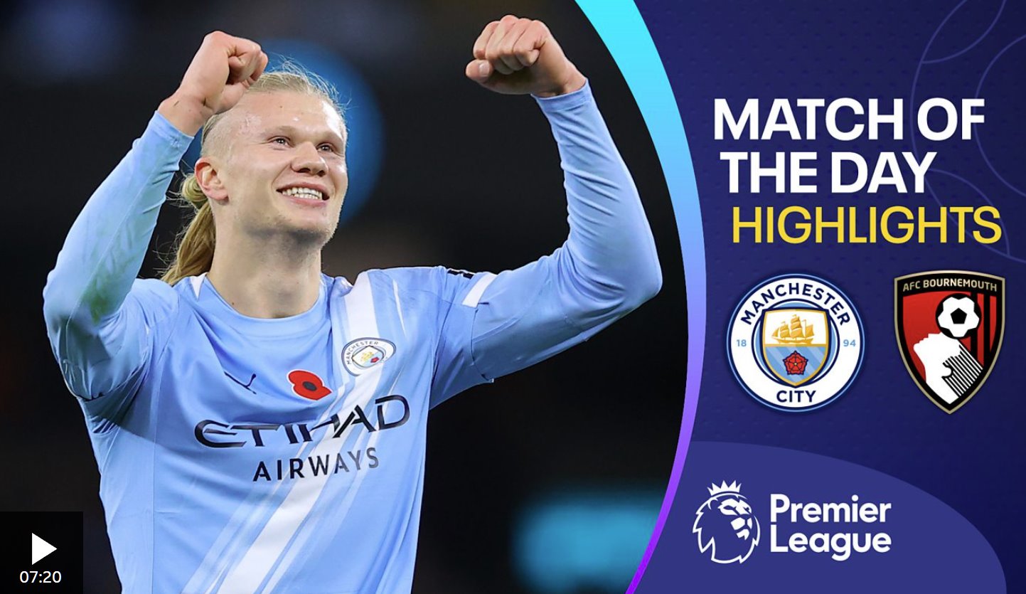 埃爾林&middot;哈蘭德上半場梅開二度，本賽季聯(lián)賽進球數(shù)達到13個。