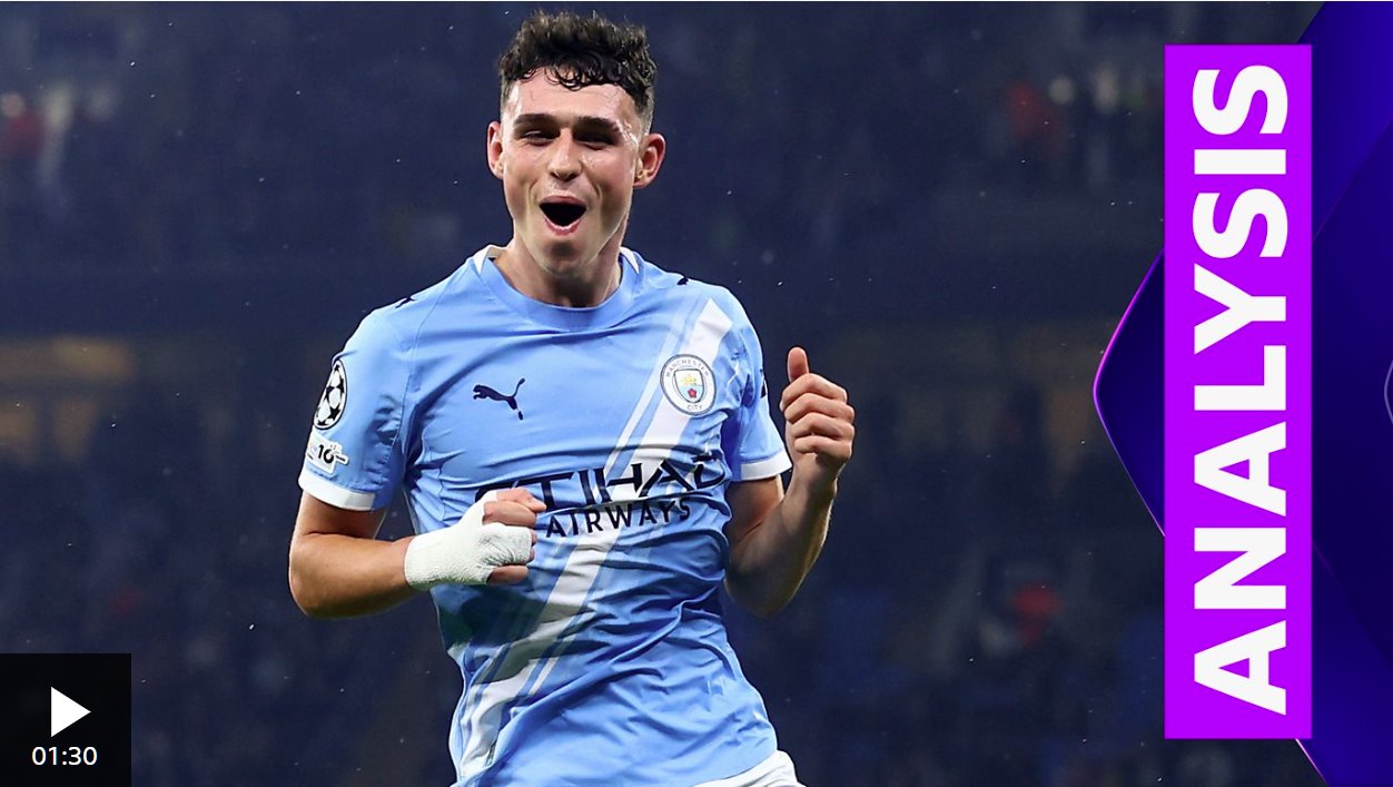 福登在曼城對(duì)陣多特蒙德的比賽中表現(xiàn)&ldquo;令人難以置信&rdquo;