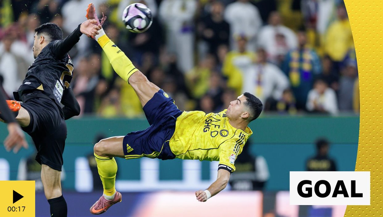 C羅精彩的倒鉤射門