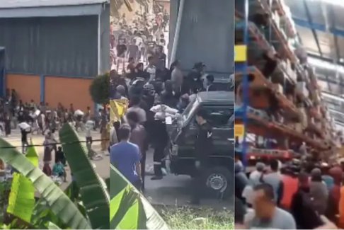 印尼居民在洪災(zāi)中為生存哄搶食物和水